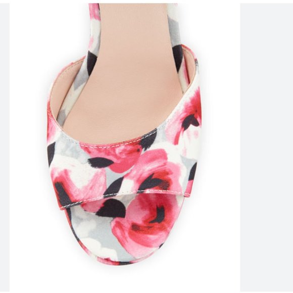 kate spade dellie garden rose print wedge sandal heels deep pink rose floral 6 - Picture 3 of 6